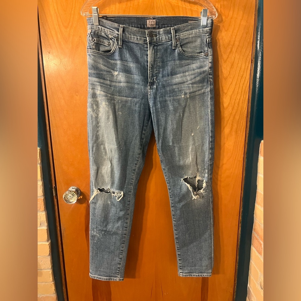 Citizens of Humanity Rocket Crop High Rise Skinny Jeans Distressed